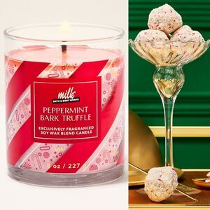 Bath & Body Works Milk Bar Peppermint Bark Truffle 8oz Single Wick Candle NEW